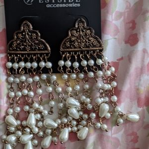Pearl golden Ethnic traditional indian pakistani earrings